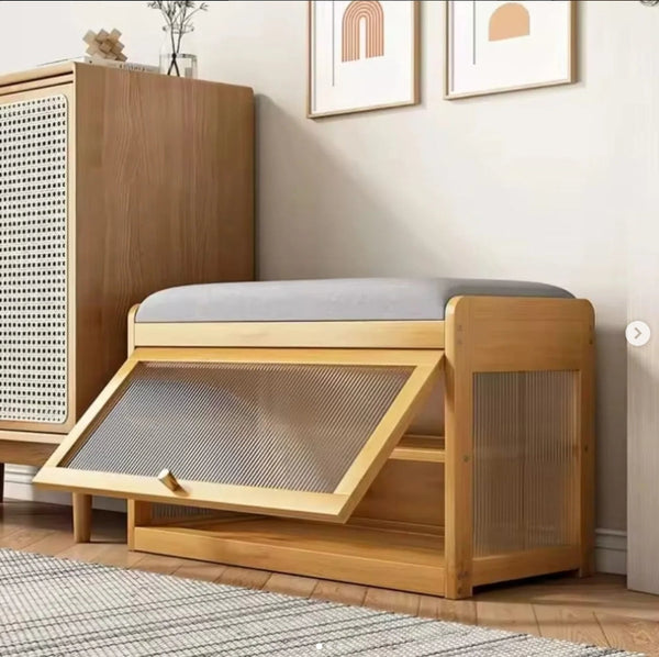 Wooden stool with shoe cabinet — Kenya · WIMU Kitchen Nairobi