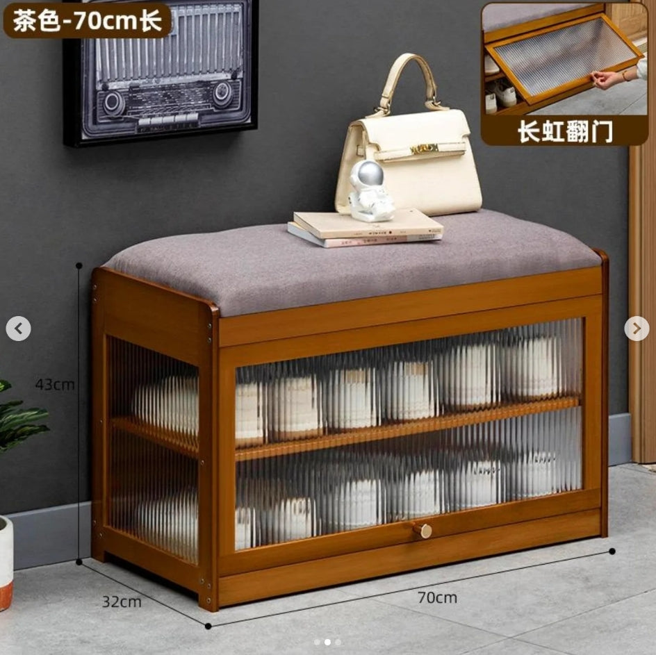 Wooden stool with shoe cabinet (view 3) — buy in Kenya at WIMU Kitchen Nairobi · M-Pesa accepted