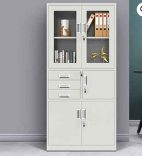 Steel Combination Cabinet with Glass Doors, 3 Lockable Drawers and Storage Compartments — WIMU Kitchen Nairobi — Kenya · WIMU Kitchen