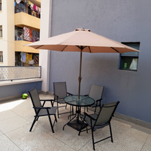 6 Piece Bistro Set: 4 Chairs, Glass Table, Umbrella — view 2 — Kenya · WIMU Kitchen