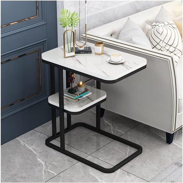 Marble-Effect Sofa Side Table with Storage Shelf 50 × 29 × 59cm — WIMU Kitchen Nairobi — Kenya · WIMU Kitchen Nairobi