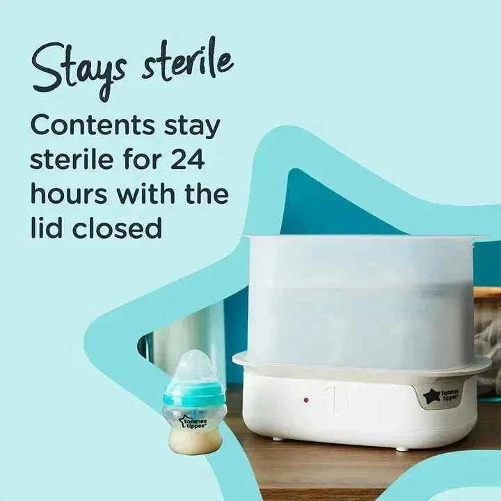 Tommee Tippee Electric Steam Steriliser - Fast, Compact, BPA-Free Baby Bottle Sterilizer with One-Button Operation and Chemical-Free Steam Cleaning — buy in Kenya at WIMU Kitchen Nairobi · M-Pesa accepted