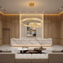 Double Ring Crystal LED Chandelier 100W Gold 800mm — view 2 — Kenya · WIMU Kitchen
