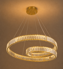 Double Ring Crystal LED Chandelier 100W Gold 800mm — view 3 — Kenya · WIMU Kitchen