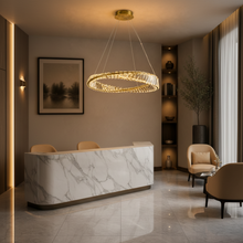 Crystal Ring LED Chandelier 56W Tri-Colour Gold 600mm WH 2604-02-GO-TC — view 2 — Kenya · WIMU Kitchen
