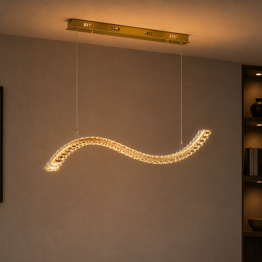 Wave Crystal LED Pendant Light 18W Tri-Colour Gold 800mm WH 2608-GO-TC — WIMU Kitchen Nairobi — Kenya · WIMU Kitchen Nairobi