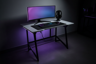 Computer & Gaming Desk, Woodgrain Top, Metal Legs — view 2 — Kenya · WIMU Kitchen