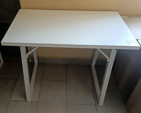 White Office & Study Desk, Metal Frame, 140 x 60cm — view 3 — Kenya · WIMU Kitchen