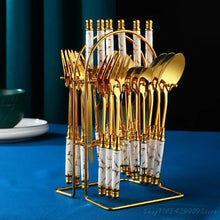 24 pcs gold Marble Cutlery Set with stand (view 2) — Kenya · WIMU Kitchen