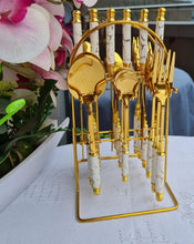 24 pcs gold Marble Cutlery Set with stand (view 4) — Kenya · WIMU Kitchen