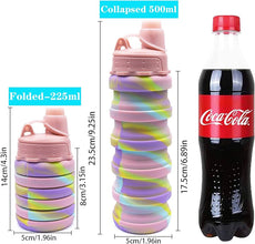 Multicoloured 500ml silicone collapsible water bottle — Kenya · WIMU Kitchen