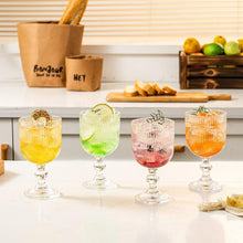 Vintage Wine Glasses Set of 4, 12 oz Glass Drinkware Sets, Ripple Drinkware Embossed Unique Vintage Glasses Drinking, Vertical Line Goblet Glasses, Water Goblets, Wedding, Party, Dinner, Bar — Kenya · WIMU Kitchen