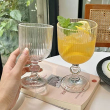 Vintage Wine Glasses Set of 4, 12 oz Glass Drinkware Sets, Ripple Drinkware Embossed Unique Vintage Glasses Drinking, Vertical Line Goblet Glasses, Water Goblets, Wedding, Party, Dinner, Bar (view 3) — Kenya · WIMU Kitchen