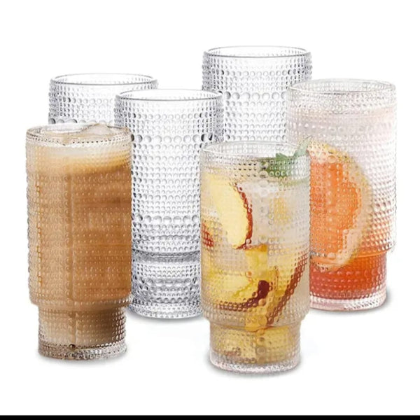 Embossed Vintage Ribbed Glass – 350ml Heat-Resistant Transparent Drinkware — Kenya · WIMU Kitchen Nairobi