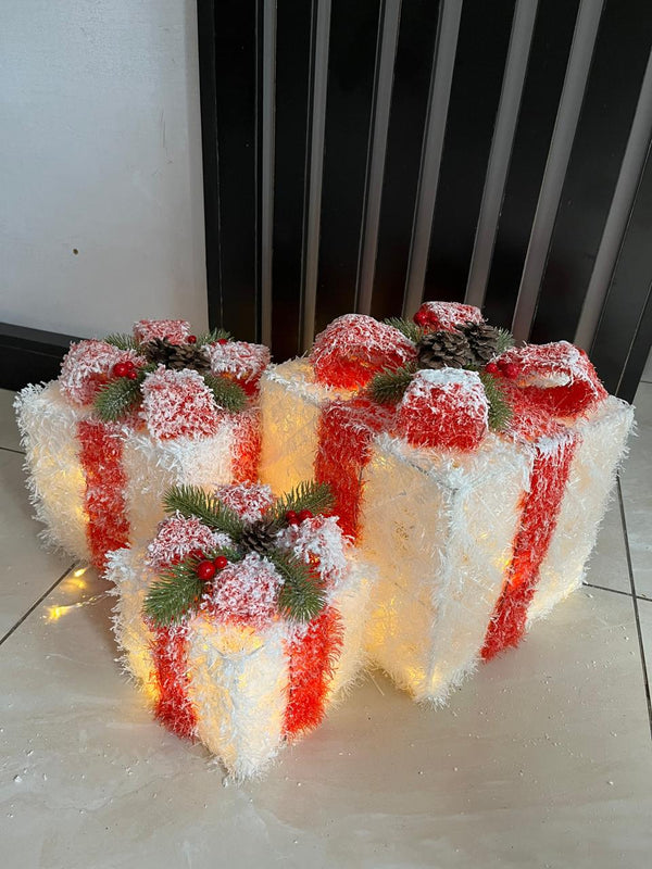 3pc Set Snow Flocked Christmas Lighted Gift Boxes — Kenya · WIMU Kitchen Nairobi