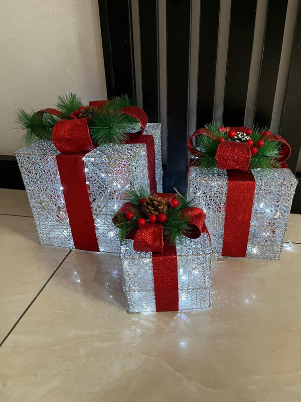 3pc Set Silver Christmas Lighted Gift Boxes — Kenya · WIMU Kitchen Nairobi