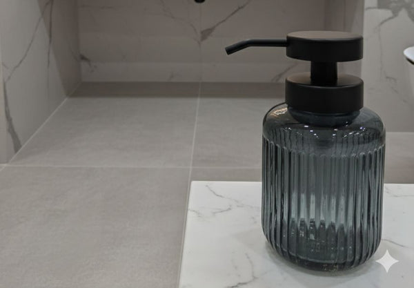 Glass soap dispenser — Kenya · WIMU Kitchen Nairobi
