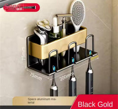 Metallic Wall-Mounted Toothbrush &amp; Toothpaste Holder (view 2) — Kenya · WIMU Kitchen