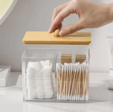 Acrylic Earbuds / Swab Organizer with Bamboo Cover (Partitioned) — Kenya · WIMU Kitchen
