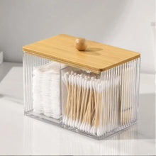 Acrylic Earbuds / Swab Organizer with Bamboo Cover (Partitioned) — Kenya · WIMU Kitchen