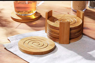 6PCS Round Bamboo Coaster Set — Kenya · WIMU Kitchen