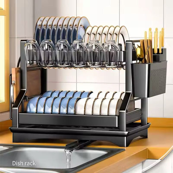 2-Tier Kitchen Dish Rack with Drain Tray — Kenya · WIMU Kitchen Nairobi