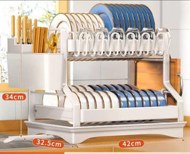 2-Tier Kitchen Dish Rack with Drain Tray (view 3) — Kenya · WIMU Kitchen