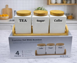 3pc Ceramic Canister Set with Bamboo Lids Tray — Kenya · WIMU Kitchen