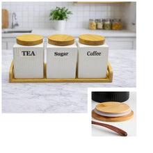 3pc Ceramic Canister Set with Bamboo Lids Tray (view 3) — Kenya · WIMU Kitchen