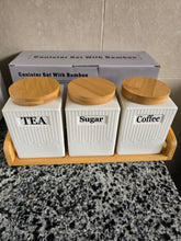 3pc Ceramic Canister Set with Bamboo Lids Tray (view 2) — Kenya · WIMU Kitchen