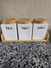 3pc Ceramic Canister Set with Bamboo Lids Tray (view 4) — Kenya · WIMU Kitchen