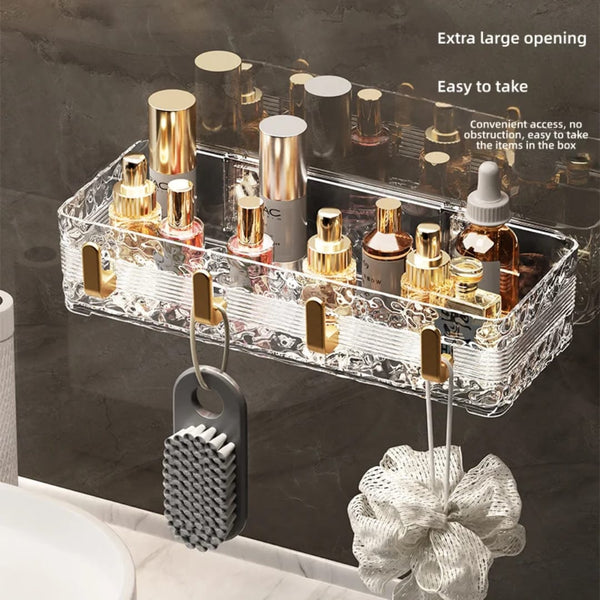 No More Drilling – Wave Acrylic Bathroom Shelf with Gold Hooks — WIMU Kitchen Nairobi — Kenya · WIMU Kitchen Nairobi