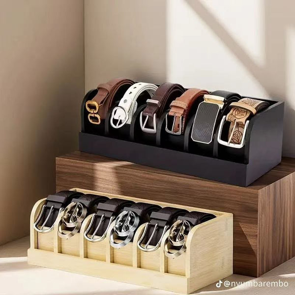 End Belt Tangles for Good – 6-Slot Premium Bamboo Belt Organizer — WIMU Kitchen Nairobi — Kenya · WIMU Kitchen Nairobi