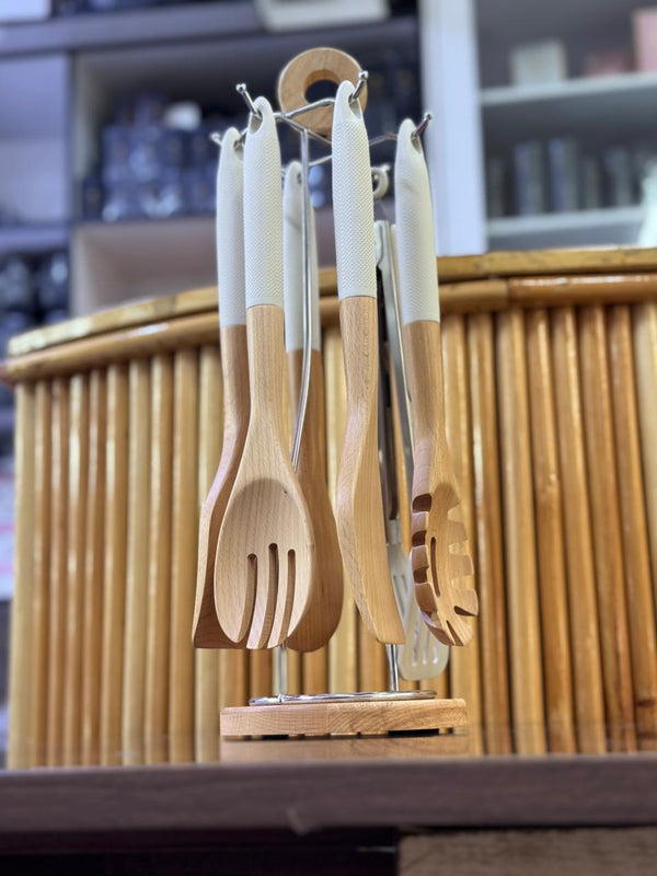 Save Your Non-Stick Pans: 6pc Bamboo Spoon Set with Stand — WIMU Kitchen Nairobi — Kenya · WIMU Kitchen Nairobi