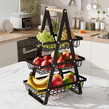 Triangular 3-Tier Metallic Mesh Fruit Basket – Black Countertop Fruit & Veg Stand — WIMU Kitchen Nairobi — Kenya · WIMU Kitchen