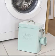 Alloy Laundry Powder Storage Tin with Matching Scoop – 3kg Capacity, Off-White & Blue — WIMU Kitchen Nairobi — Kenya · WIMU Kitchen