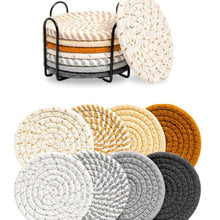 8-Piece Woven Cotton Drink Coasters with Metal Stand – Absorbent, Heat-Resistant Table Mats — WIMU Kitchen Nairobi — Kenya · WIMU Kitchen