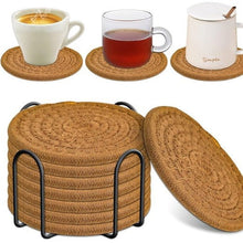 8-Piece Woven Cotton Drink Coasters with Metal Stand – Absorbent, Heat-Resistant Table Mats — WIMU Kitchen Nairobi — Kenya · WIMU Kitchen