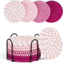 8-Piece Woven Cotton Drink Coasters with Metal Stand – Absorbent, Heat-Resistant Table Mats — WIMU Kitchen Nairobi — Kenya · WIMU Kitchen