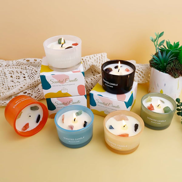 Crystal Stones Scented Candle – 270g Natural Wax Aromatherapy Jar for Home Spa Décor — WIMU Kitchen Nairobi — Kenya · WIMU Kitchen Nairobi