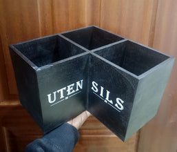 Wooden Kitchen Utensil Holder – Black Rustic Finish, Open-Top Countertop Organizer — WIMU Kitchen Nairobi — Kenya · WIMU Kitchen