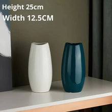 Modern Ceramic Flower Vase — White & Dark Blue — Kenya · WIMU Kitchen