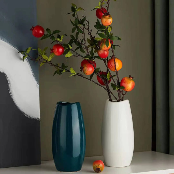 Modern Ceramic Flower Vase, White and Dark Blue — Kenya · WIMU Kitchen Nairobi