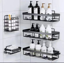 5PC Metallic Carbon Shower Caddy Shelf Set – Rustproof, Drill-Free Wall Storage — WIMU Kitchen Nairobi — Kenya · WIMU Kitchen