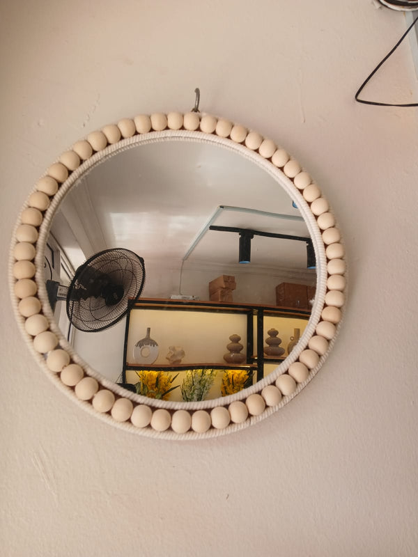 Boho Beaded Round Mirror & Decorative Tray – 36cm, 2-in-1 Wall Décor Accent Piece — WIMU Kitchen Nairobi — Kenya · WIMU Kitchen Nairobi