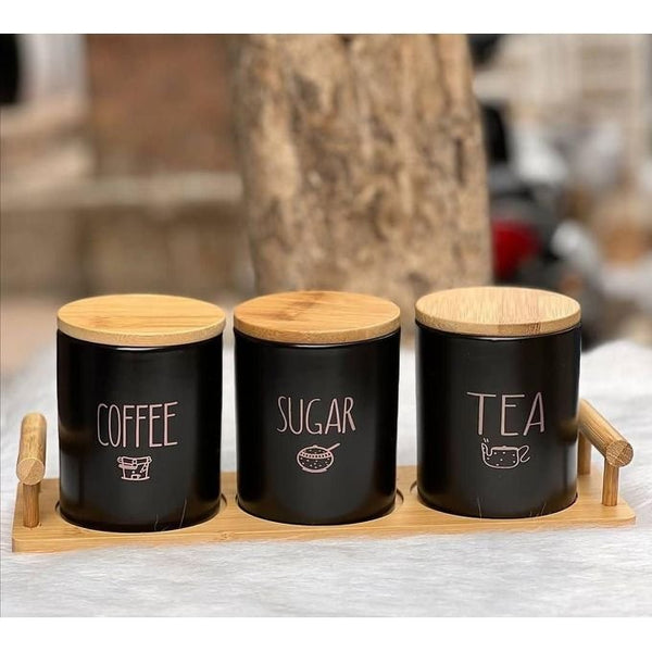 Stale Coffee, No More: Black Porcelain Airtight Canister Set — WIMU Kitchen Nairobi — Kenya · WIMU Kitchen Nairobi
