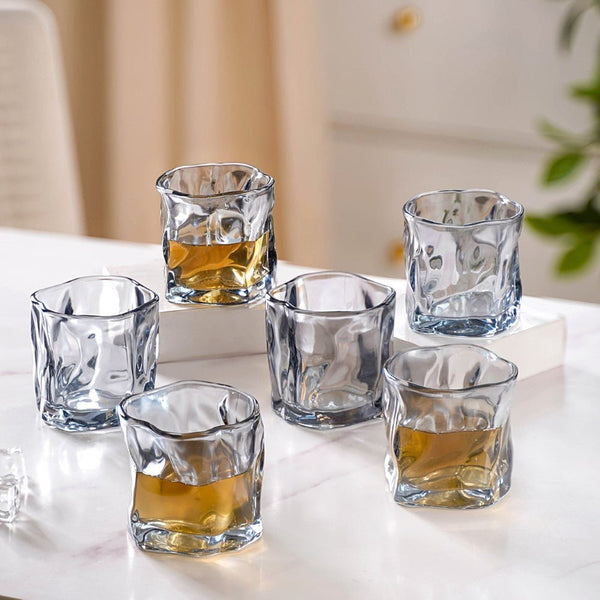 Danny Home Shining Crystal Whiskey Glass Set of 6 | Twisted Sculpted Amber Whisky Glasses 200ml — Kenya · WIMU Kitchen Nairobi