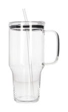 Danny Home 1L Borosilicate Glass Tumbler with Handle, Lid & Straw | Ribbed Crystal Glass for Juice, Smoothies, Chai & Milkshakes — Kenya · WIMU Kitchen