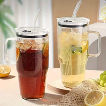 Danny Home 1L Borosilicate Glass Tumbler with Handle, Lid & Straw | Ribbed Crystal Glass for Juice, Smoothies, Chai & Milkshakes — Kenya · WIMU Kitchen