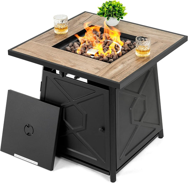 Fire Pit Table Square Outdoor Gas Heater 13KW Lava Rocks Ceramic Tile Top 28 Inch Patio — WIMU Kitchen Nairobi — Kenya · WIMU Kitchen Nairobi